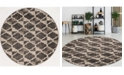 KM Home CLOSEOUT! 3793/1015/BROWN Imperia Brown 7'10" x 7'10" Round Area Rug